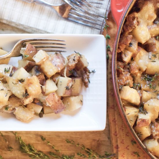 sausage, mushroom & potato gratin