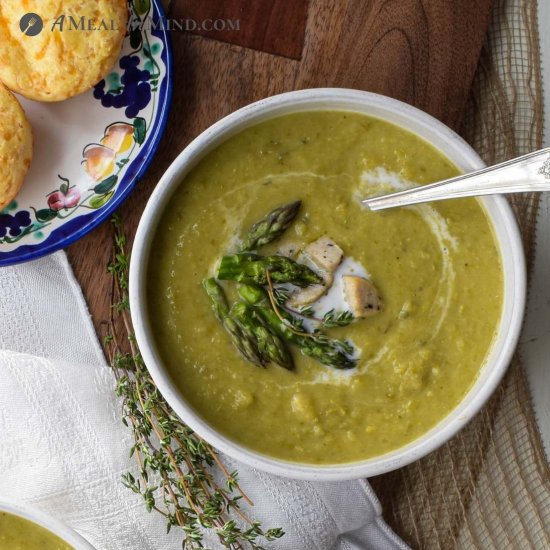 Creamy Asparagus Sausage Soup GF DF