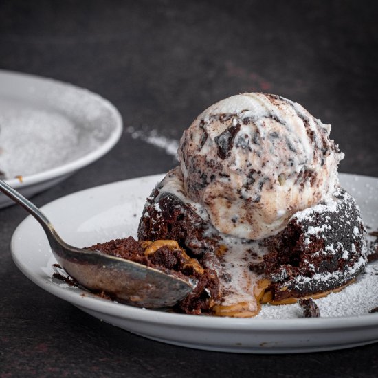 Molten Chocolate Peanut Butter Cake