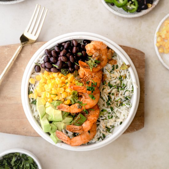 Healthy Burrito Bowl with Shrimp