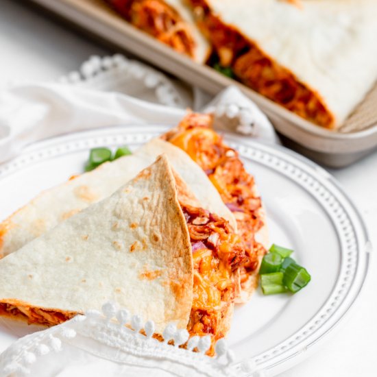 Sheet Pan BBQ Chicken Quesadillas