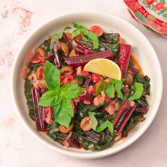 Chard, Tomatoes and Green Olive