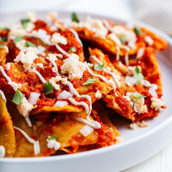 Chilaquiles Rojos Recipe (Vegan)