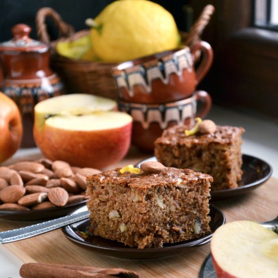 Soft apple and cinnamon sheet cake