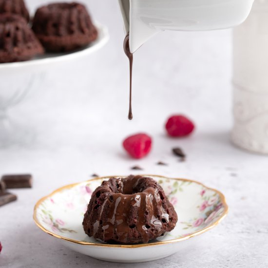 Raspberry Chocolate mini Bundt Cake