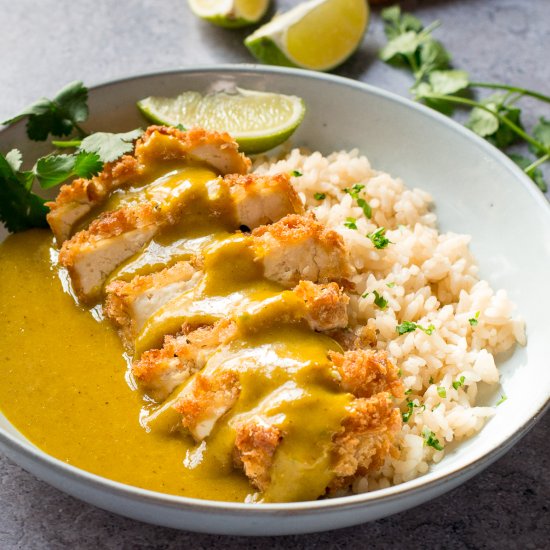 Vegan Katsu Curry with crispy tofu