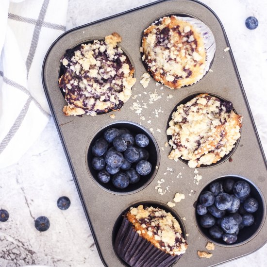 eggless blueberry swirl muffins