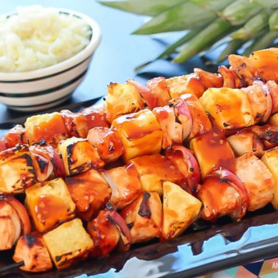 BBQ Chicken Pineapple Kabobs