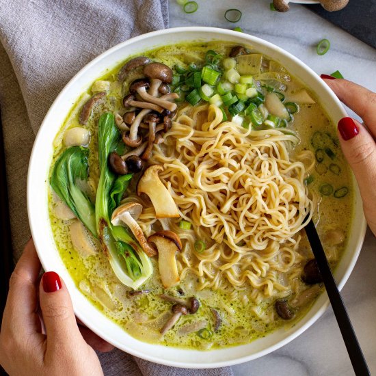 Mushroom Miso Ramen Noodle Soup