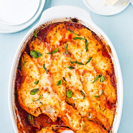 Eggless Ricotta Stuffed Shells