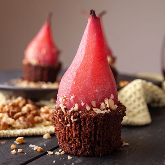 Red Wine Poached Pears Brownie