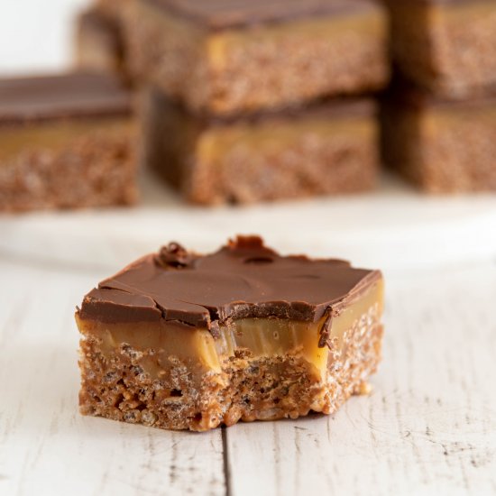 Mars Bar Krispie Caramel Squares