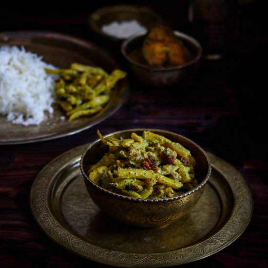 Cauliflower stem in mustard sauce