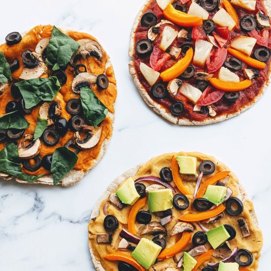 Easy Vegan Pita Pizzas 3 Ways