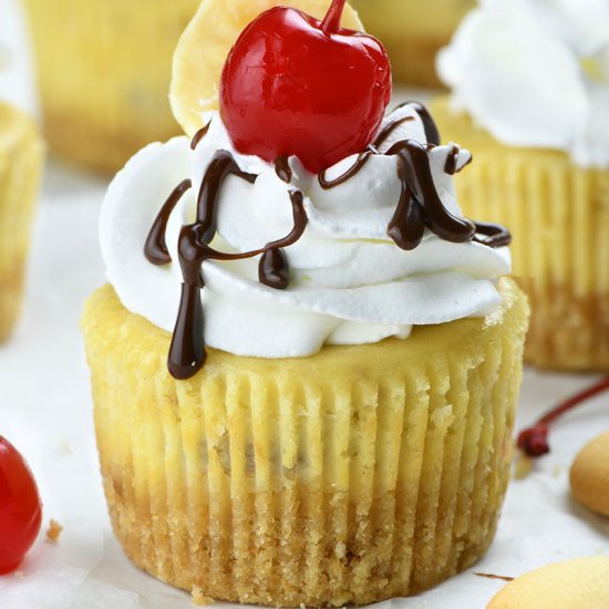 Mini Banana Split Cheesecakes