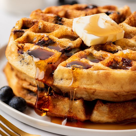 The Best Blueberry Waffles