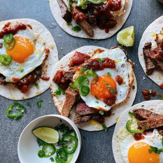 Carne Asada Breakfast Tacos