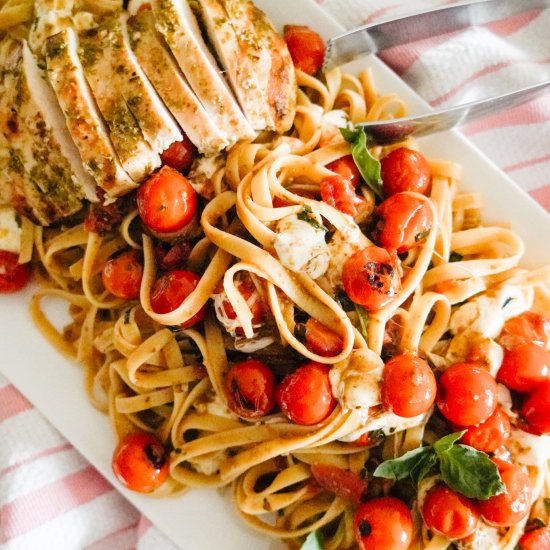 Caprese Fettuccini + Pesto Chicken