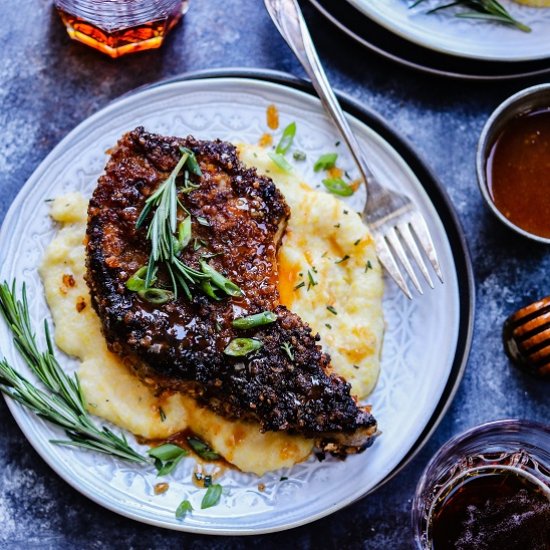 pretzel crusted pork chops