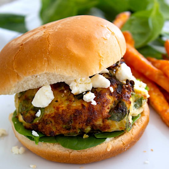 Chicken Burger with Spinach & Feta