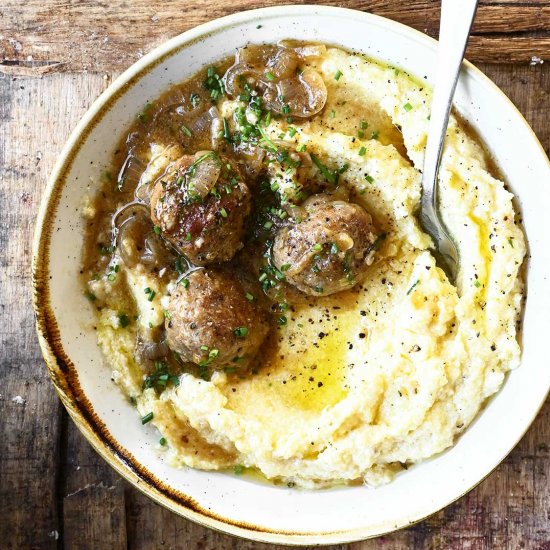 Ricotta Polenta with Meatballs