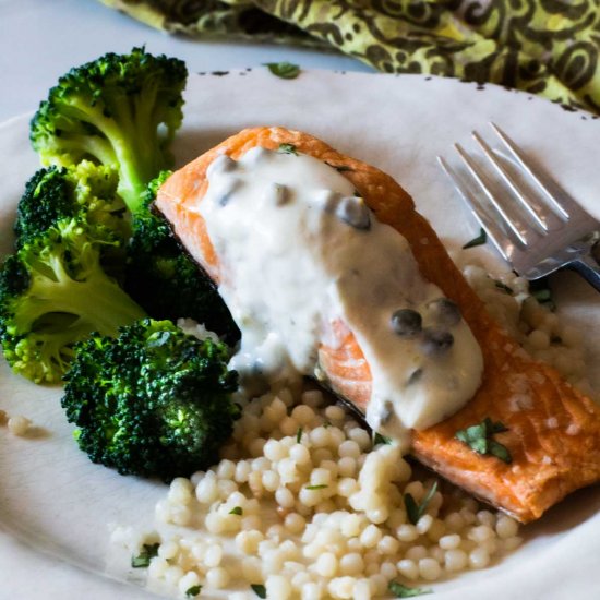 Orange Salmon with Caper Sauce