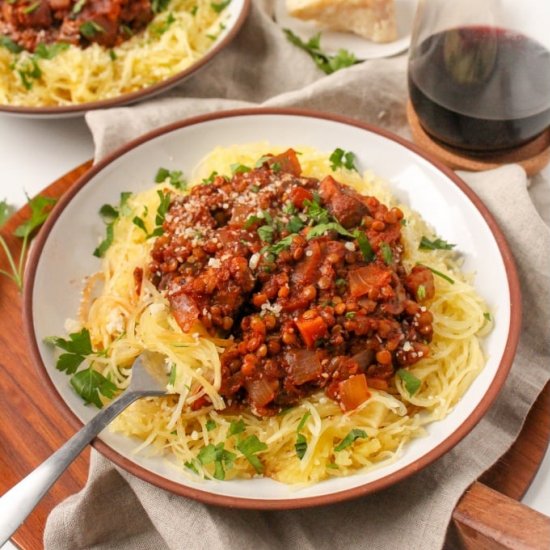 Lentil Bolognese & Spaghetti Squash