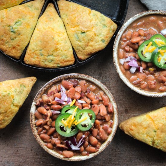 Jalapeño Cheddar Cornbread & Beans