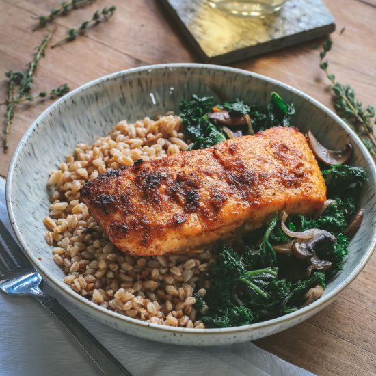 Lemon Pepper Salmon with Farro