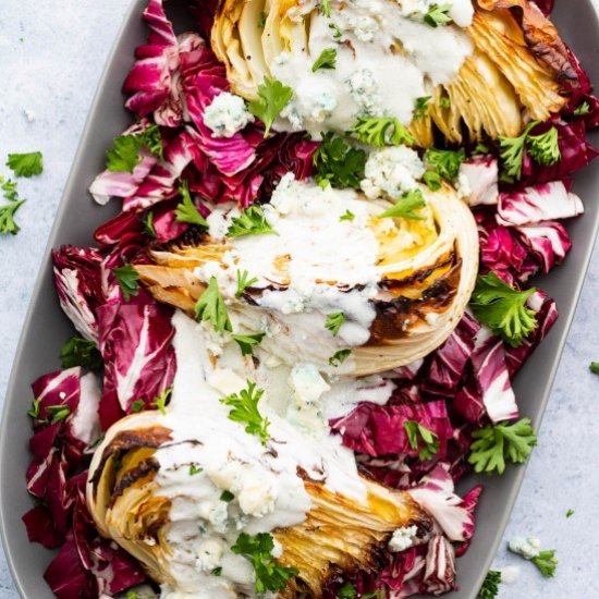 Roasted Cabbage with Blue Cheese