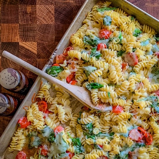 Creamiest Alfredo Sheet Pan Pasta