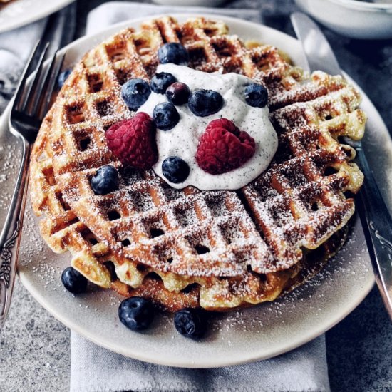 Buttermilk Waffles + Bl Sesame Whip