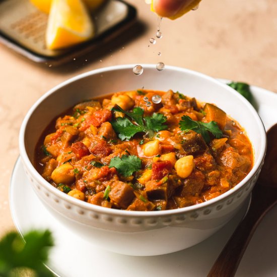 Quick Eggplant Chana Masala