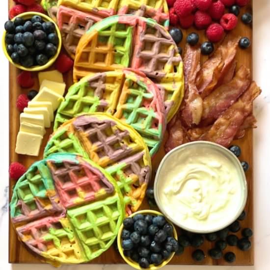 Rainbow Waffle Charcuterie Board