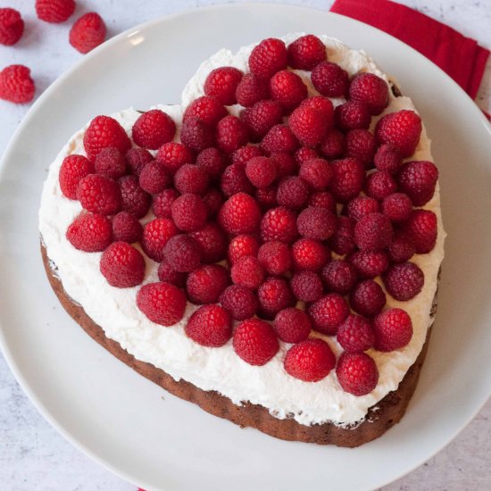 Chocolate cake with raspberries