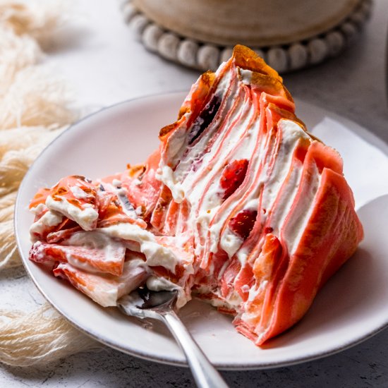 Strawberries & Cream Crepe Cake