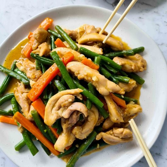 Marinated chicken stir fry