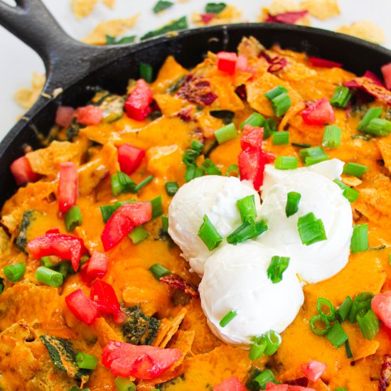 Cheesy Lentil Tortilla Skillet