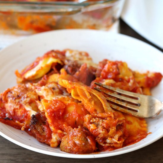 Ravioli and Meatball Bake