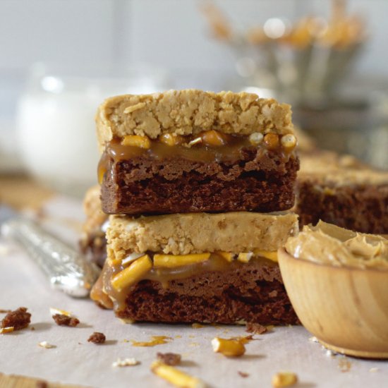 PB Caramel Pretzel Brownies