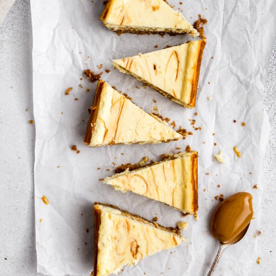 Dulce de leche swirled cheesecake