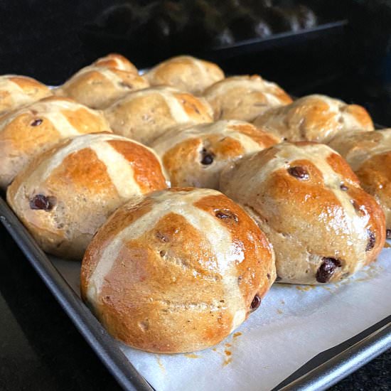 Chocolate Chip Hot Cross Buns GF