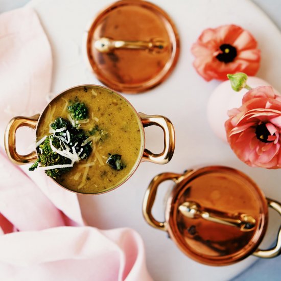 Lemon Broccoli Soup with Parmesan