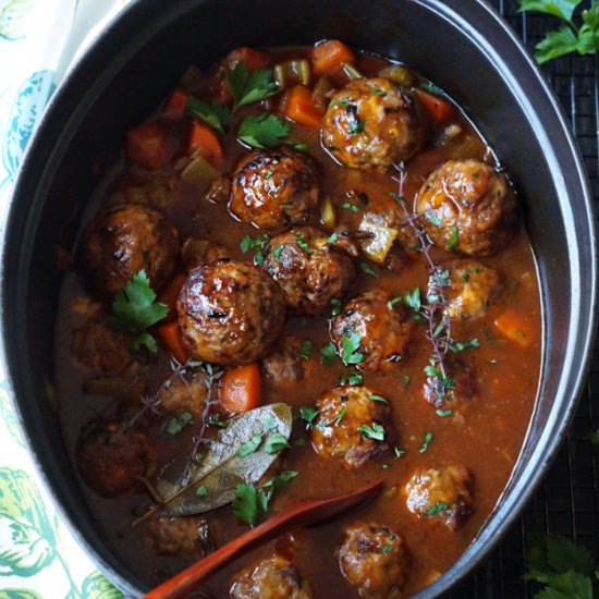 Stuffed Meatballs in Guinness Gravy