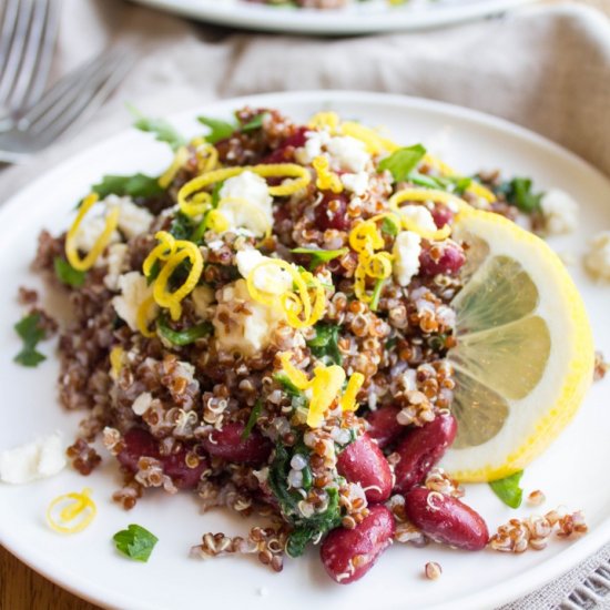 Lemony Spinach Quinoa Bean Salad