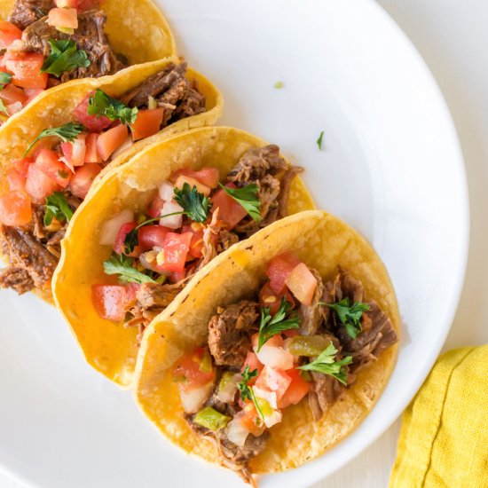 Instant Pot Shredded Beef Tacos