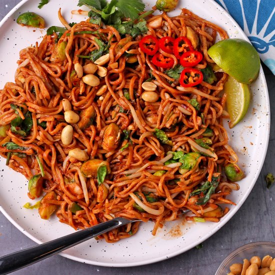 Thai Brussels sprouts and noodles