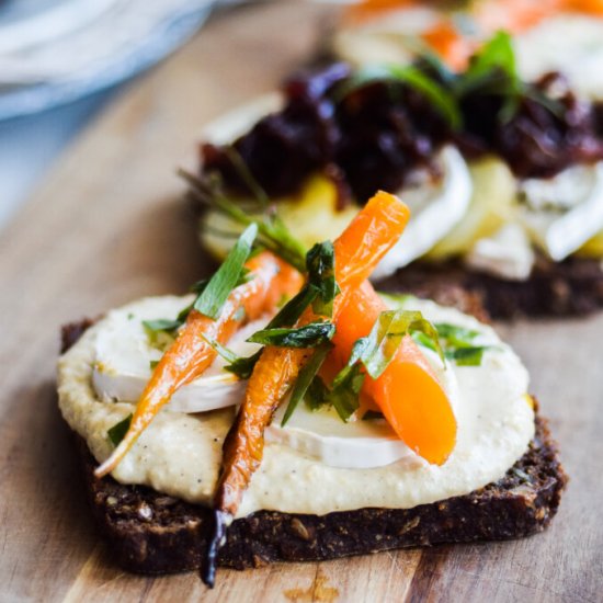 Vegetarian open faced sandwiches