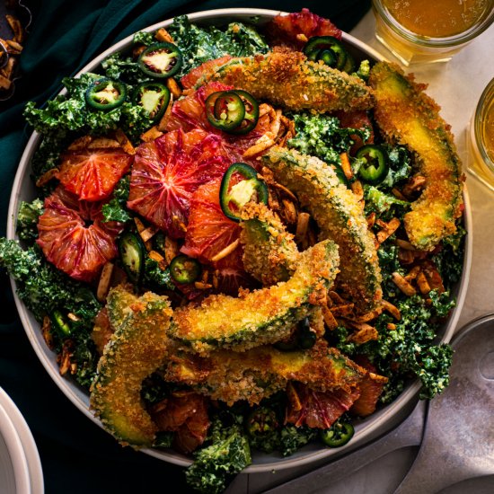 Crispy Avocado Kale Salad