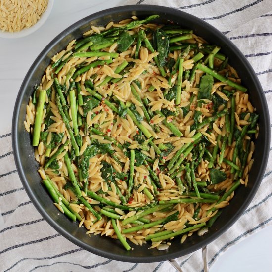 Lemon Orzo with Asparagus